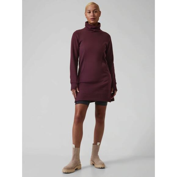 Women’s Athleta Cozy Karma Funnel Neck Dress, Spiced Cabernet Size XS - Picture 1 of 8